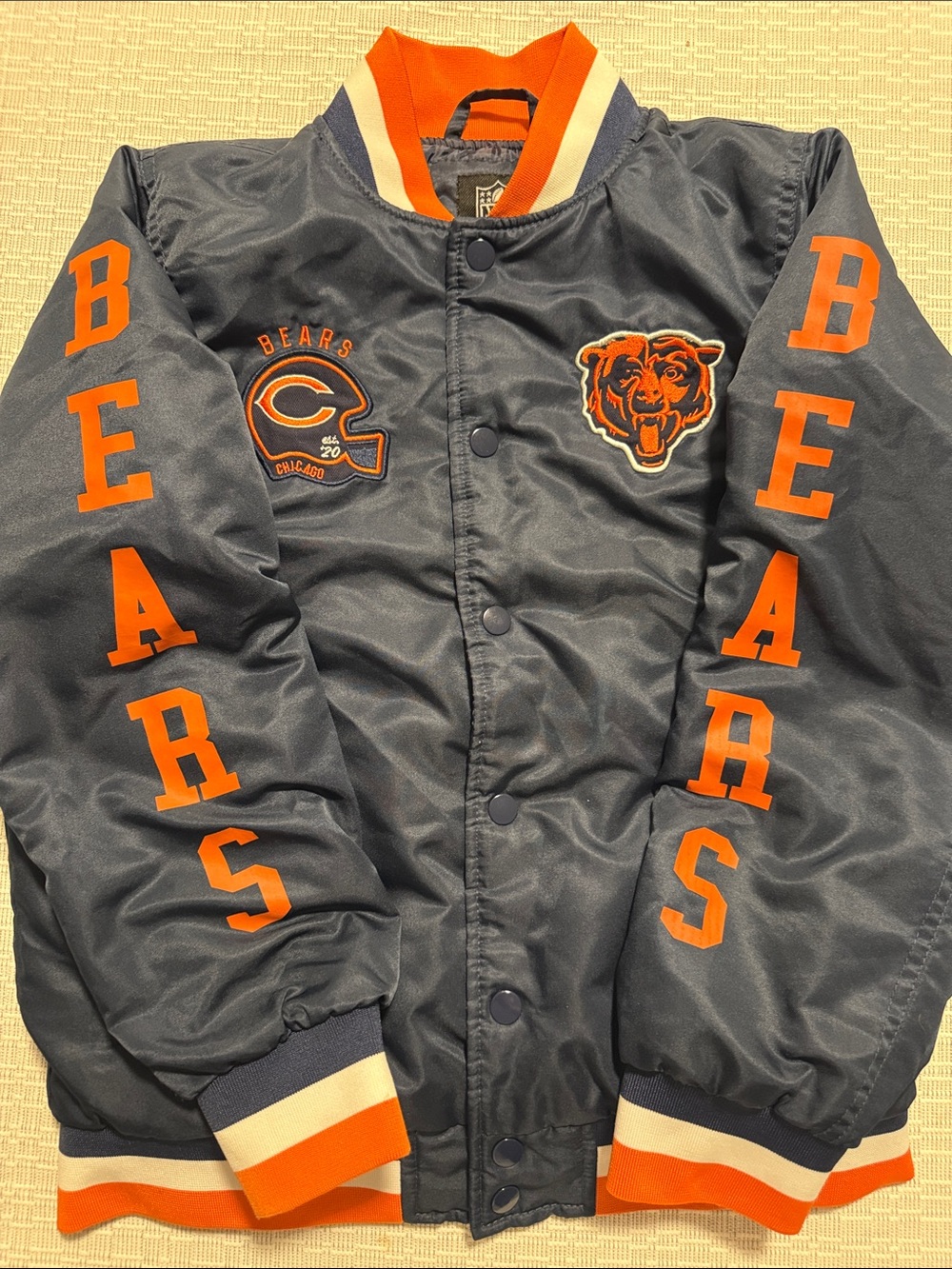 NFL Kids Navy and Orange Chicago Bears Puffer Jacket